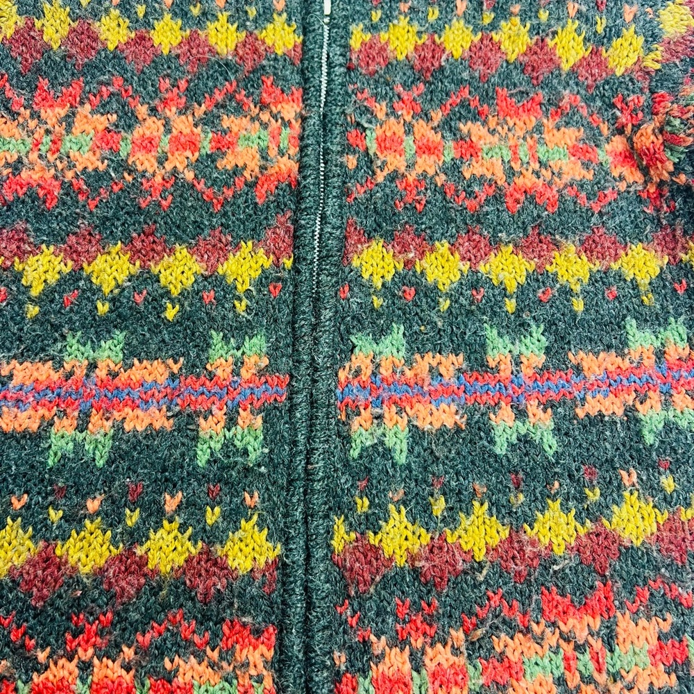 Womens Zip-Up Collard Chunky Sweater Size Small Knit Alpine Colorful Cozy Nordic - Picture 5 of 9